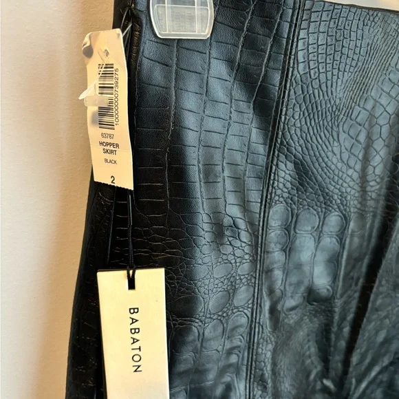 NEW BABATON COOPER LEATHER SKIRT, BLACK SNAKEPRINT - Picture 3 of 7
